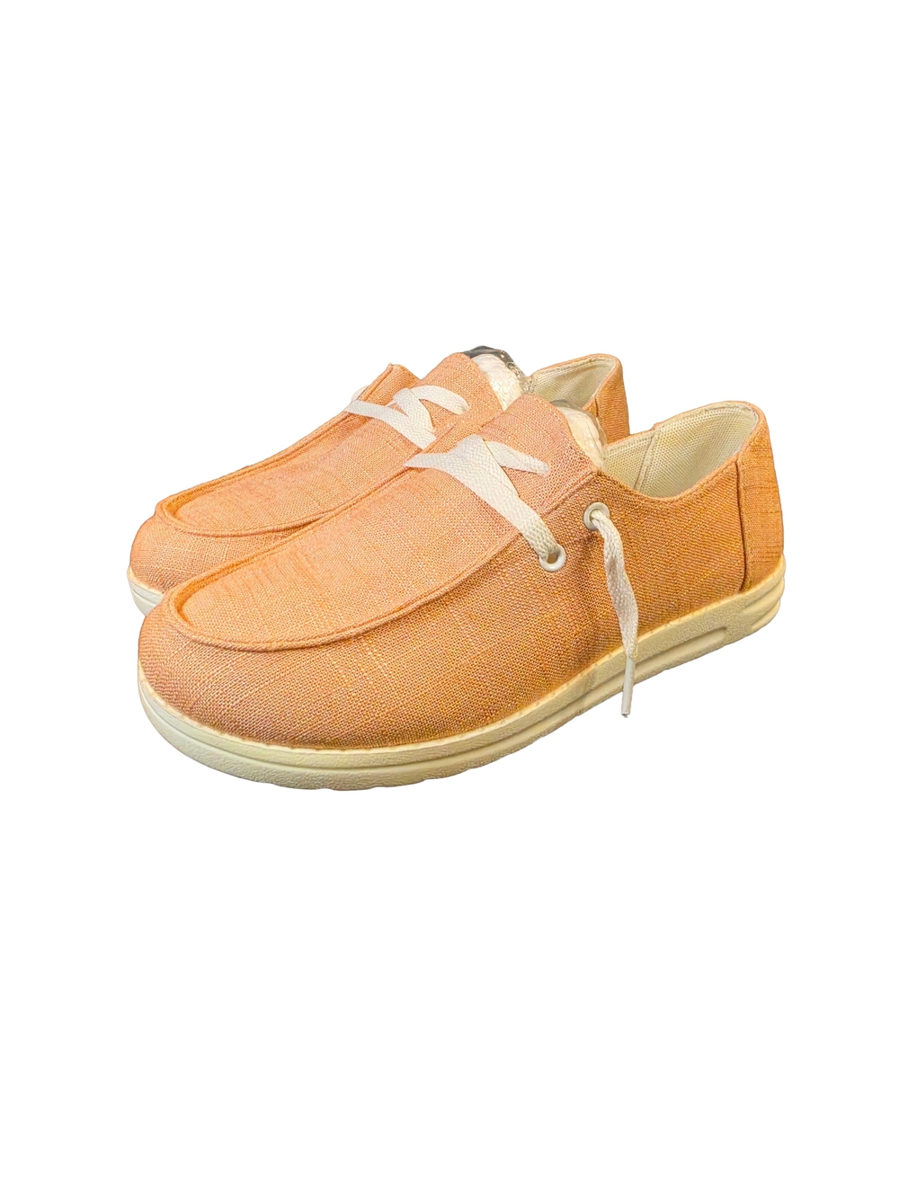 Women's Peach Canvas Slip-On Casual Loafers Size 8 Comfort Lace-Up Walking Shoes